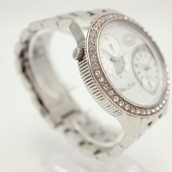 Marc Ecko Mens Dual Time Silver Tone Jumbo 50mm Watch St Steel w New Battery - Picture 9 of 15
